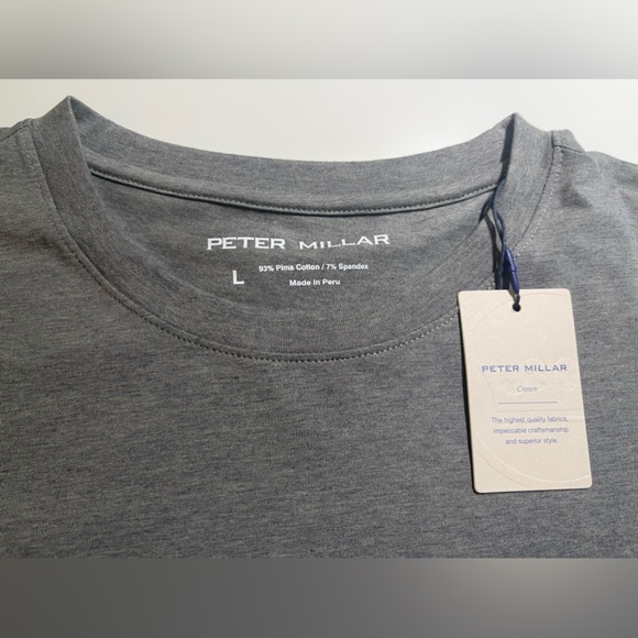 NWT Peter Millar Crown Men's Long Sleeve T-Shirt Pima Cotton Size L Iron - Picture 5 of 8